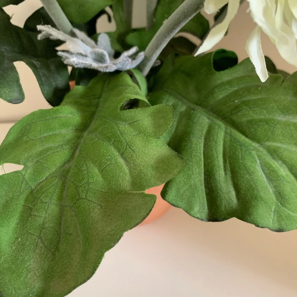 Large faux potted flowers